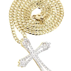 14K Yellow Gold Diamond Cross Necklace | 1.06 Carats