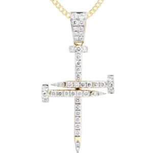 14K Yellow Gold Diamond Cross Necklace | 0.59 Carats