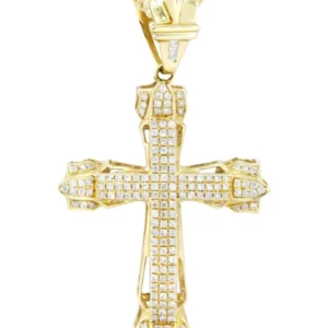 14K Yellow Gold Diamond Cross Necklace | 0.69 Carats