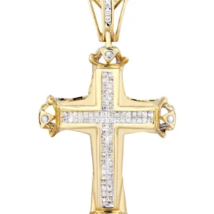 14K Yellow Gold Diamond Cross Necklace | 0.9 Carats