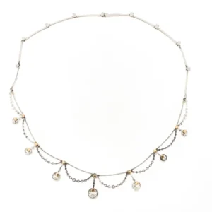 Antique Belle Époque Platinum Diamond Swag Necklace