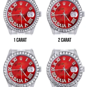 116200 | Hidden Clasp | Diamond Rolex Datejust Watch | 36Mm | Diamond Red Mother Of Pearl Roman Numeral Dial | Jubilee Band