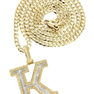 Diamond 10K Yellow Gold Letter “K” Necklace | Appx. 14.9 Grams