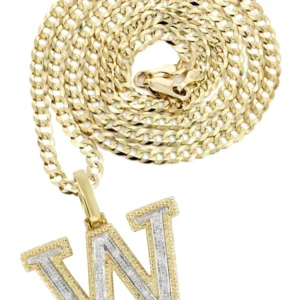 Diamond 10K Yellow Gold Letter “W” Necklace | Appx. 16 Grams