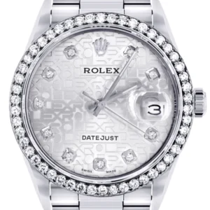 Diamond Mens Rolex Datejust Watch 16200 | 36 MM | Diamond Rolex Textured Dial | Oyster Band