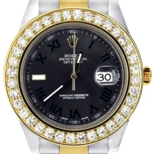 Diamond Rolex Datejust 2 | 18K Yellow Gold & Stainless Steel | Green Slate Dial 41 MM