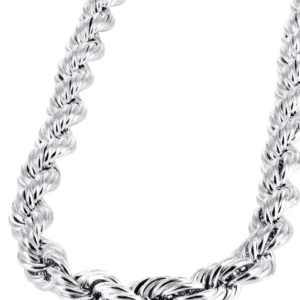 10K White Gold Mens Hollow Rope Chain