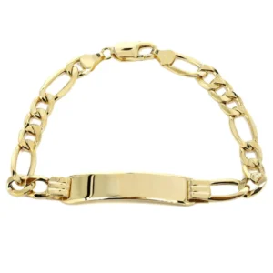 Hollow ID Figaro Bracelet 10K/14K Yellow Gold