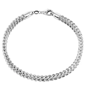 Hollow Mens Diamond Cut Franco Bracelet 10K White Gold