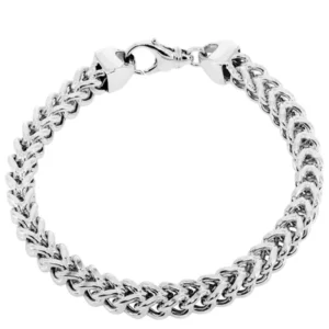 Hollow Mens Franco Bracelet 10K White Gold
