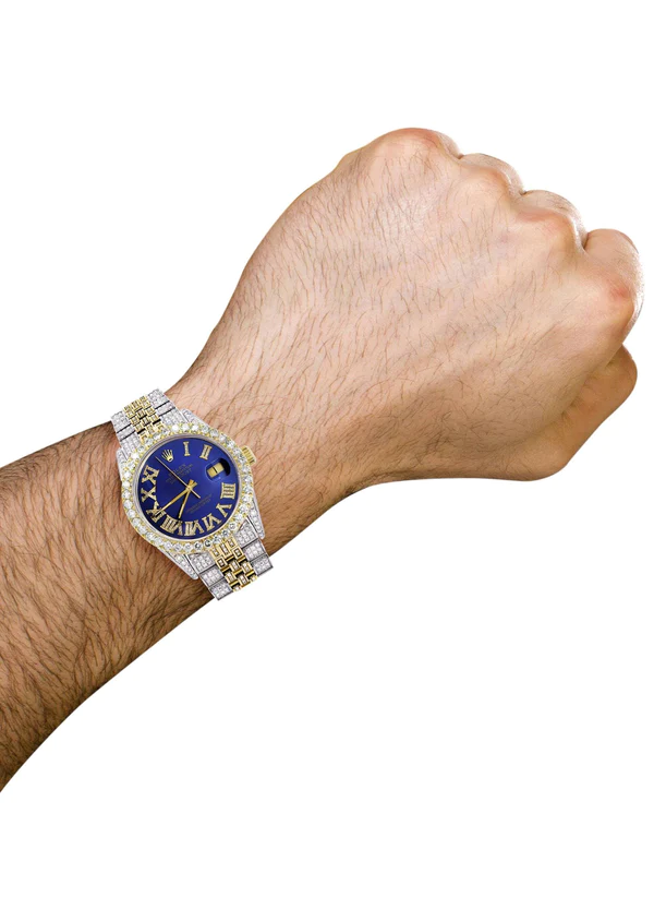 Iced-Out-Rolex-Datejust-36-MM-Two-Tone-10-Carats-of-Diamonds-Blue-Roman-Diamond-Dial-3.webp