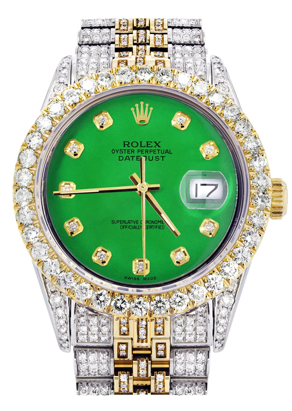 Iced-Out-Rolex-Datejust-36-MM-Two-Tone-10-Carats-of-Diamonds-Green-Diamond-Dial-1.webp