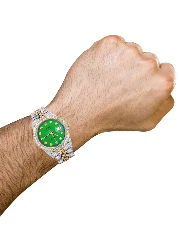 Iced-Out-Rolex-Datejust-36-MM-Two-Tone-10-Carats-of-Diamonds-Green-Diamond-Dial-3.webp