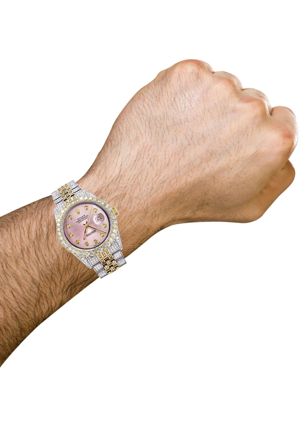 Iced-Out-Rolex-Datejust-36-MM-Two-Tone-10-Carats-of-Diamonds-Pink-Diamond-Dial-3.webp