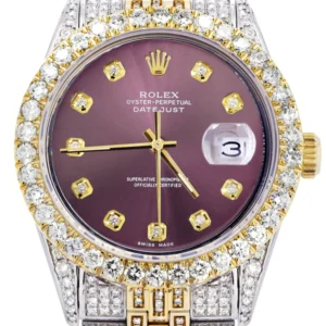 Iced Out Rolex Datejust 36 MM | Two Tone | 10 Carats of Diamonds | Purple Diamond Dial