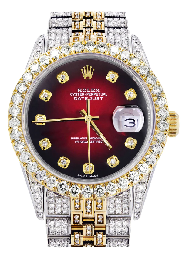 Iced-Out-Rolex-Datejust-36-MM-Two-Tone-10-Carats-of-Diamonds-Red-Black-Diamond-Dial-1.webp