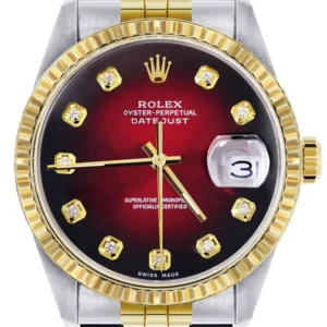 Mens Rolex Datejust Watch 16233 Two Tone | 36Mm | Red Black Dial | Jubilee Band