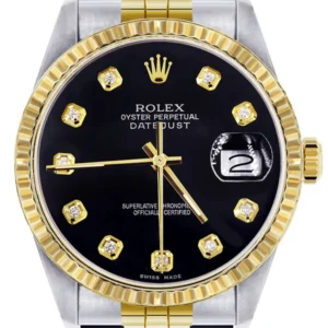 Mens Rolex Datejust Watch 16233 Two Tone | Fluted Bezel | 36Mm | Black Dial | Jubilee Band