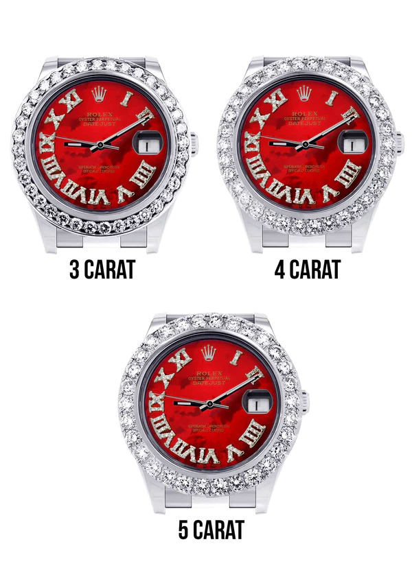 Rolex-Datejust-II-Watch-41-MM-Custom-Red-Pearl-Roman-Dial-Oyster-Band-4.webp