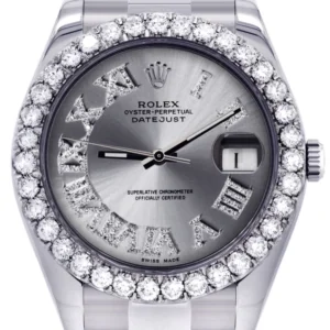 Rolex Datejust II Watch | 41 MM | Custom Silver Roman Dial | Oyster Band