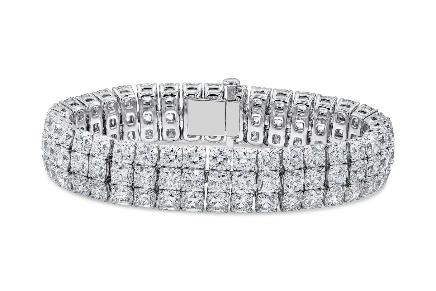 Roman-Malakov-44.30-Carat-Total-Cushion-Cut-Diamond-Three-Row-Tennis-Bracelet-11.webp