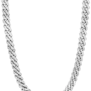 10K Iced Out Diamond Miami Cuban Link Chain | White Gold Chain ( 5MM-8.5MM )