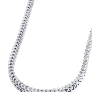 Mens Hollow Diamond Cut Franco Chain – 10K White Gold