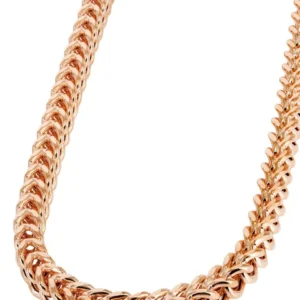 14K Rose Gold Hollow Rose Franco Chain