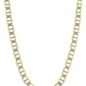 14K Gold Solid Diamond Cut Mariner Chain
