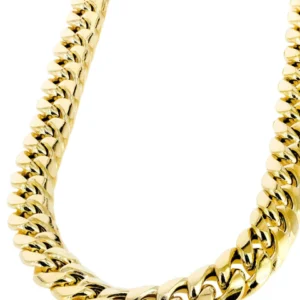 Hollow Yellow Miami Cuban Link Chain – 14K Gold Chain