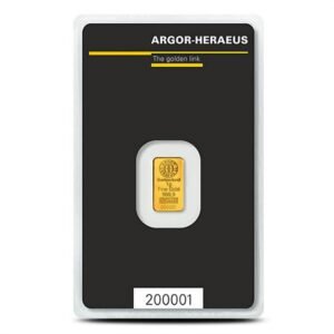 1 Gram Argor Heraeus Kinebar Gold Bar (New w/ Assay)