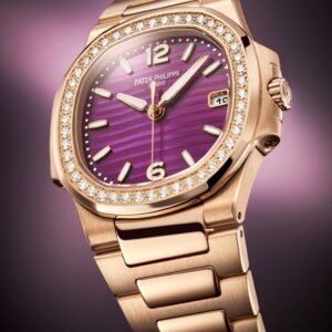 Buy Patek Philippe 7010/1R-013 Nautilus Date Sweep Seconds Quartz Rose Gold/Diamonds Lacquered Purple Dial - BRAND NEW